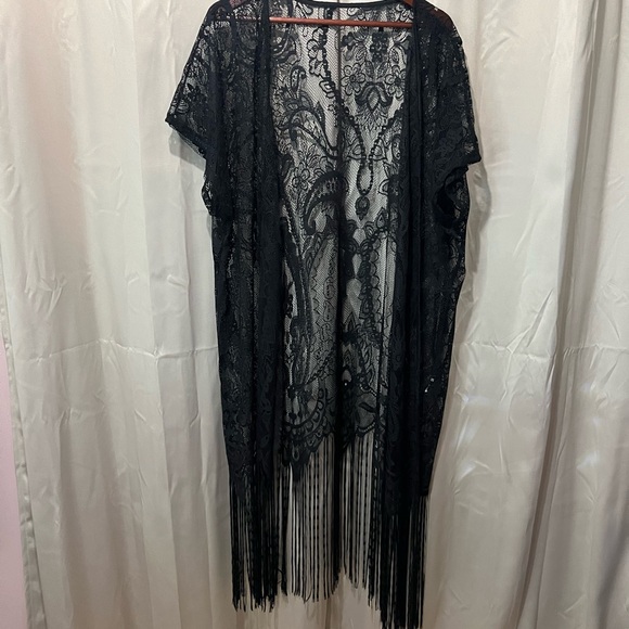 Other - Black Lace Fringe Kimono